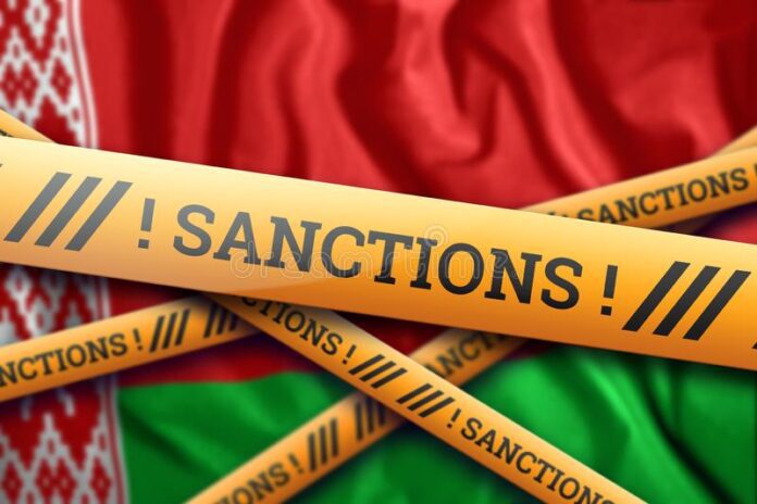 Belarus Sanctions Massive Blow To Belarus In Last 2 Years   Creative Background Inscription Flag Belarus Sanctions Yellow Protective Tape Concept Sanctions Policies 144464799 696x464 