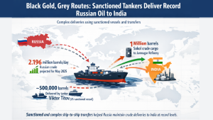 Black Gold, Grey Routes: Sanctioned Tankers Deliver Record Russian Oil to India