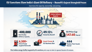 EU sanctions slam India’s giant oil refinery—Rosneft’s Gujarat stronghold frozen