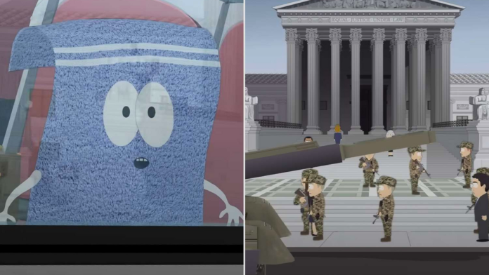 South Park season 27 episode shows Towelie in the Oval Office amid federal police takeover