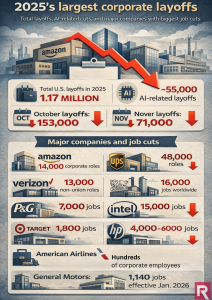 Layoffs surge in 2025 as major companies reduce headcount