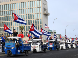 Cubans protest US sanctions with bicycles and electric tricycles in Havana Cubans protest US sanctions with bicycles and electric tricycles in Havana