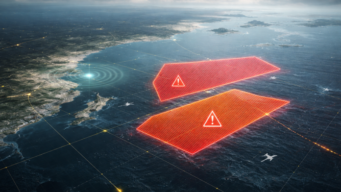 China blocks large offshore airspace for 40 days with no official explanation