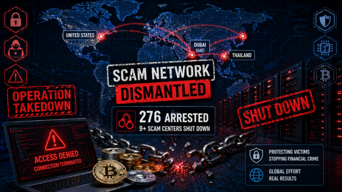 Scam centers shut down as 276 suspects arrested in global crypto fraud investigation