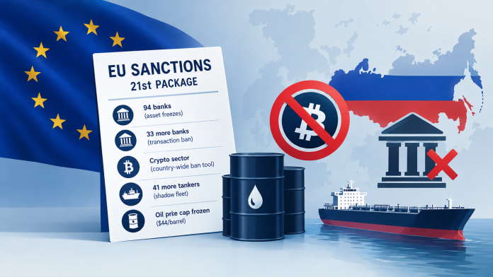 EU sanctions against Russia: 21st package expands banking, crypto and oil restrictions